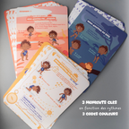 Cartes routines sportives enfant Tribu Minute’Mouv organisées en 3 moments clés avec codes couleurs pour activité physique sans écran 2-3 ans