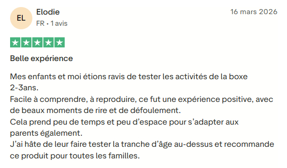 Avis 5 étoiles box routines sportives ludiques sans écran enfants