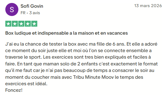 Avis 5 étoiles box routines sportives ludiques sans écran enfants