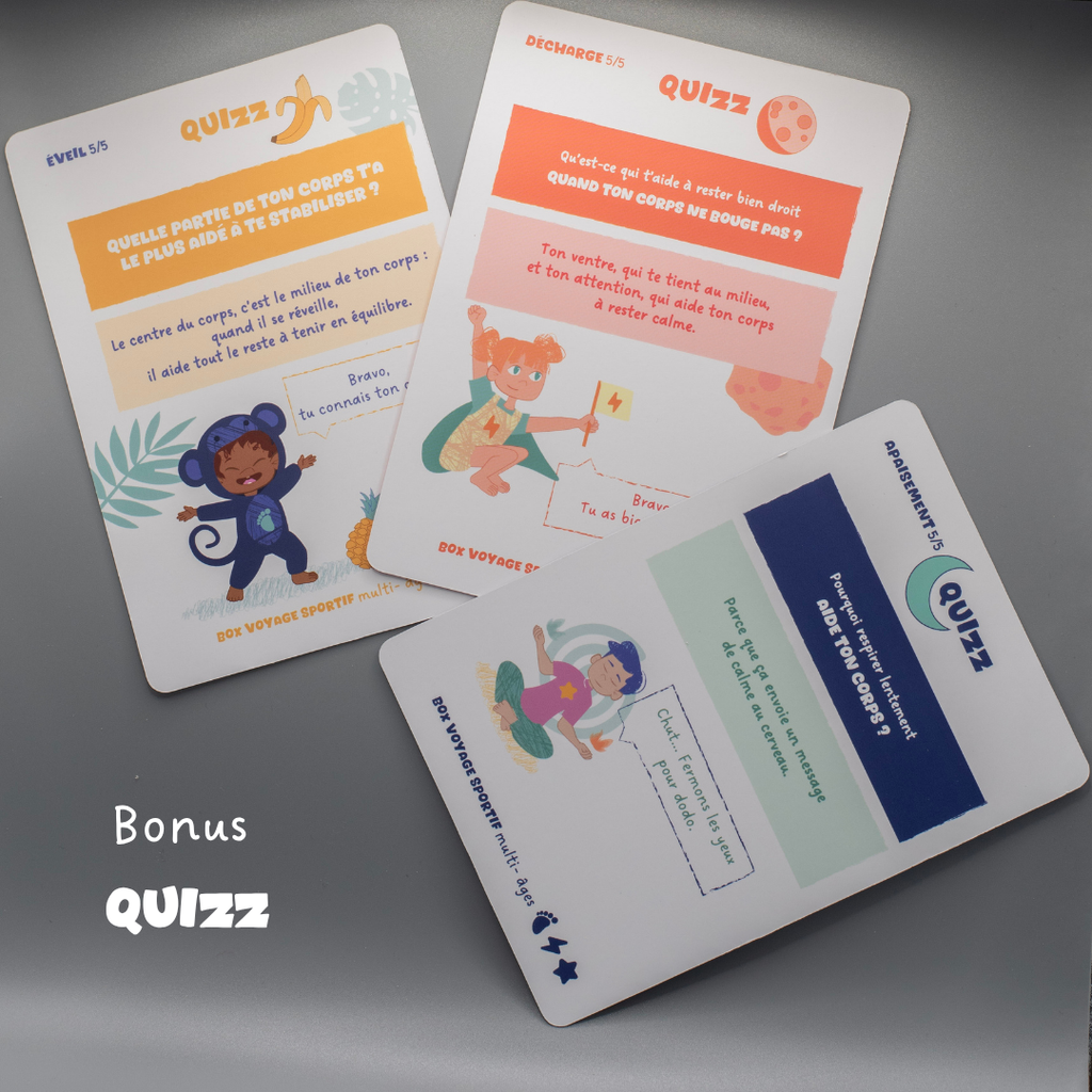 Carte quizz enfant Tribu Minute’Mouv  activité physique sans écran 2-8 ans pour apprendre en bougeant en famille