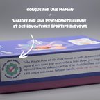 Jeu enfant sans écran conçu par une maman validé par psychomotricienne et éducateurs sportifs Tribu Minute’Mouv sport ludique innovant