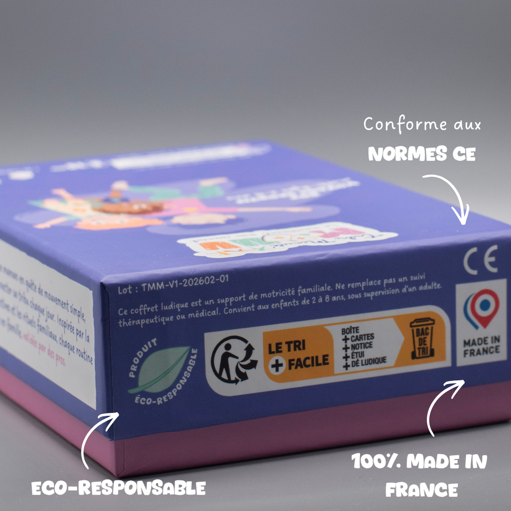 Box enfant sport sans écran conforme normes CE fabriquée en France écoresponsable Tribu Minute’Mouv 2-8 ans découverte