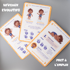 Cartes routines sportives enfant Tribu Minute’Mouv avec niveaux évolutifs prêtes à l’emploi pour activité physique sans écran 2-3 ans