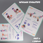 Cartes routines sportives enfant Tribu Minute’Mouv avec niveaux évolutifs prêtes à l’emploi pour activité physique sans écran 2-8 ans