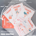 Cartes routines sportives enfant 4-5 ans Tribu Minute’Mouv mini-routine fin de journée décharge d'énergie avec échauffement exercice central et retour au calme sans écran