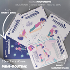 Cartes routines sportives enfant 6-7-8 ans Tribu Minute’Mouv mini-routine du soir apaisement avec échauffement exercice central et retour au calme sans écran