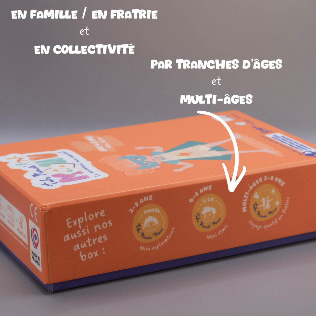 Jeu enfant sans écran en famille ou collectivité avec routines adaptées par âge et multi-âges Tribu Minute’Mouv sport