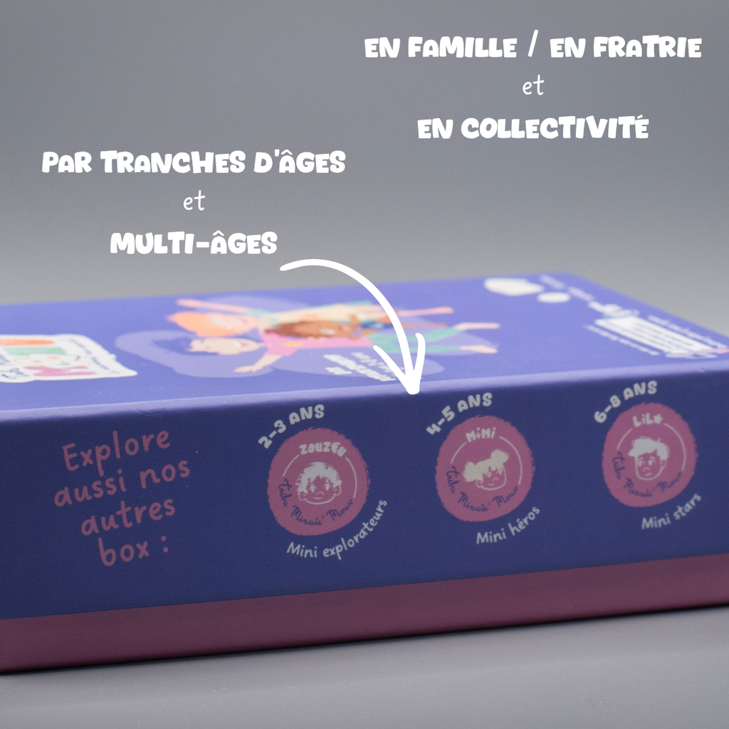 Jeu enfant sans écran en famille fratrie ou collectivité avec routines adaptées par âge et multi-âges Tribu Minute’Mouv sport ludique 