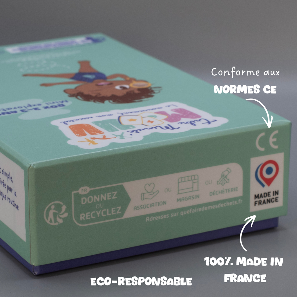 Box enfant sport sans écran conforme normes CE fabriquée en France écoresponsable Tribu Minute’Mouv 2-3 ans