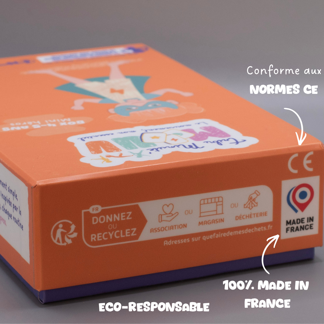 Box enfant sport sans écran conforme normes CE fabriquée en France écoresponsable Tribu Minute’Mouv 4-5 ans